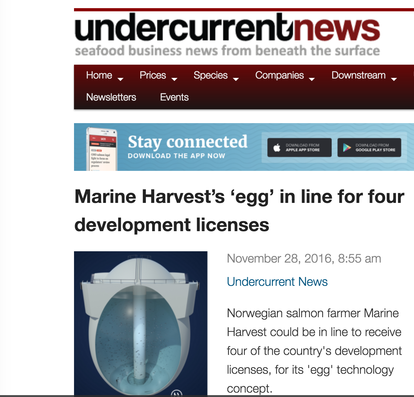 An image featuring Marine Harvest's closed containment system called an egg