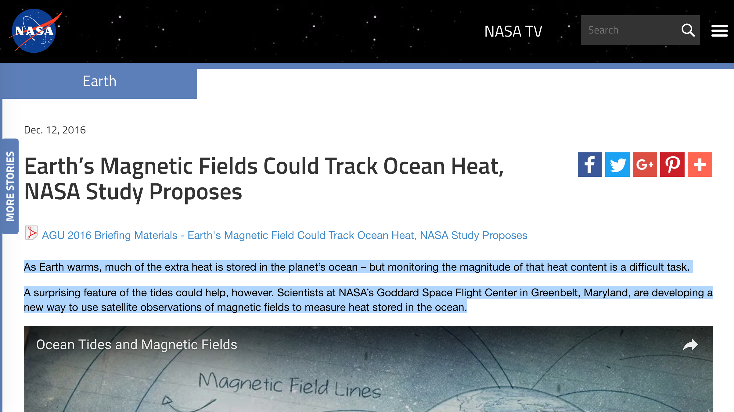 A banner image with the words Ocean Tides and Magnetic fields